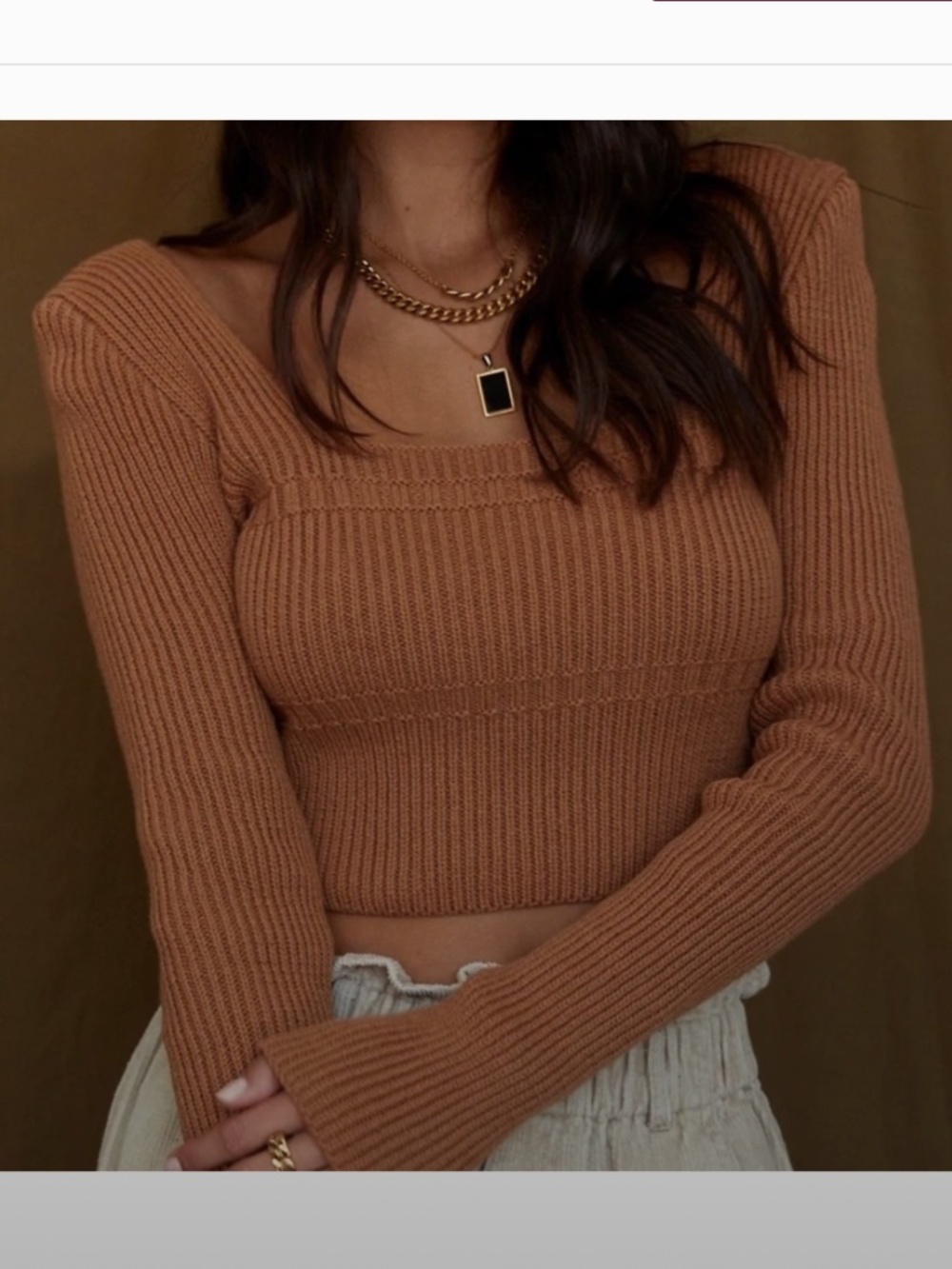 12th Tribe Cotton Monarch Orange Knit Crop Top Size Large